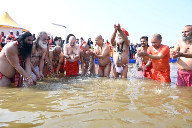 Amit Shah takes holy dip at Triveni Sangam in Prayagraj