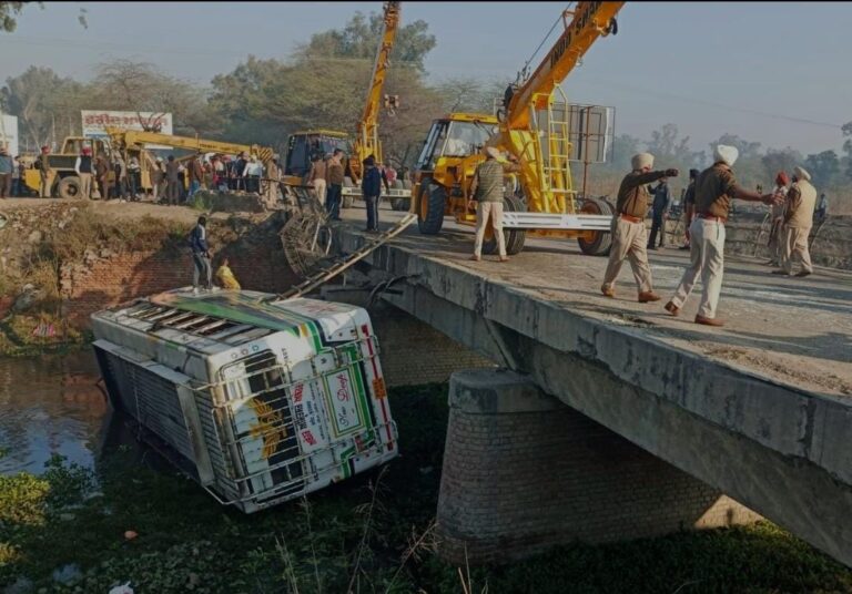 Five dead, several injured as private bus falls into drain in Faridkot