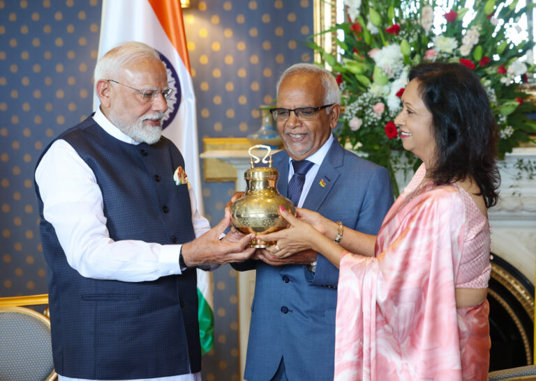 PM Modi gifts Maha Kumbh Gangajal, makhana to Mauritius President