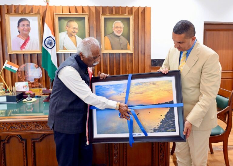 Haryana Governor unveils artwork of Sukhna lake sunrise