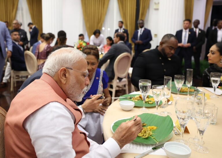 PM Modi served traditional meal on Sohari leaf in Trinidad