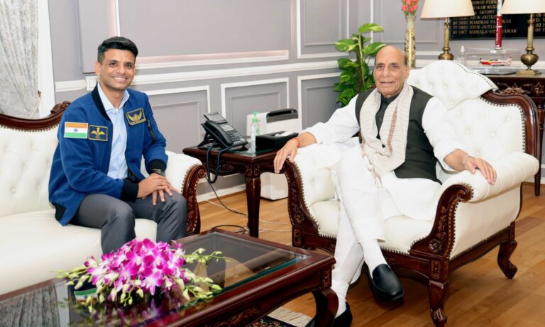 Rajnath Singh meets India’s first astronaut Shubhanshu Shukla