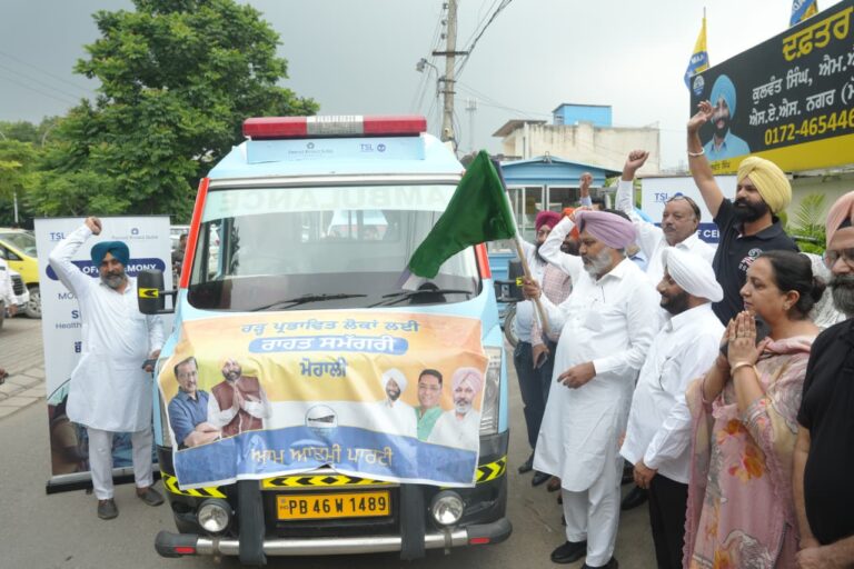 FM Harpal Singh Cheema flags off three ambulances for flood affected areas