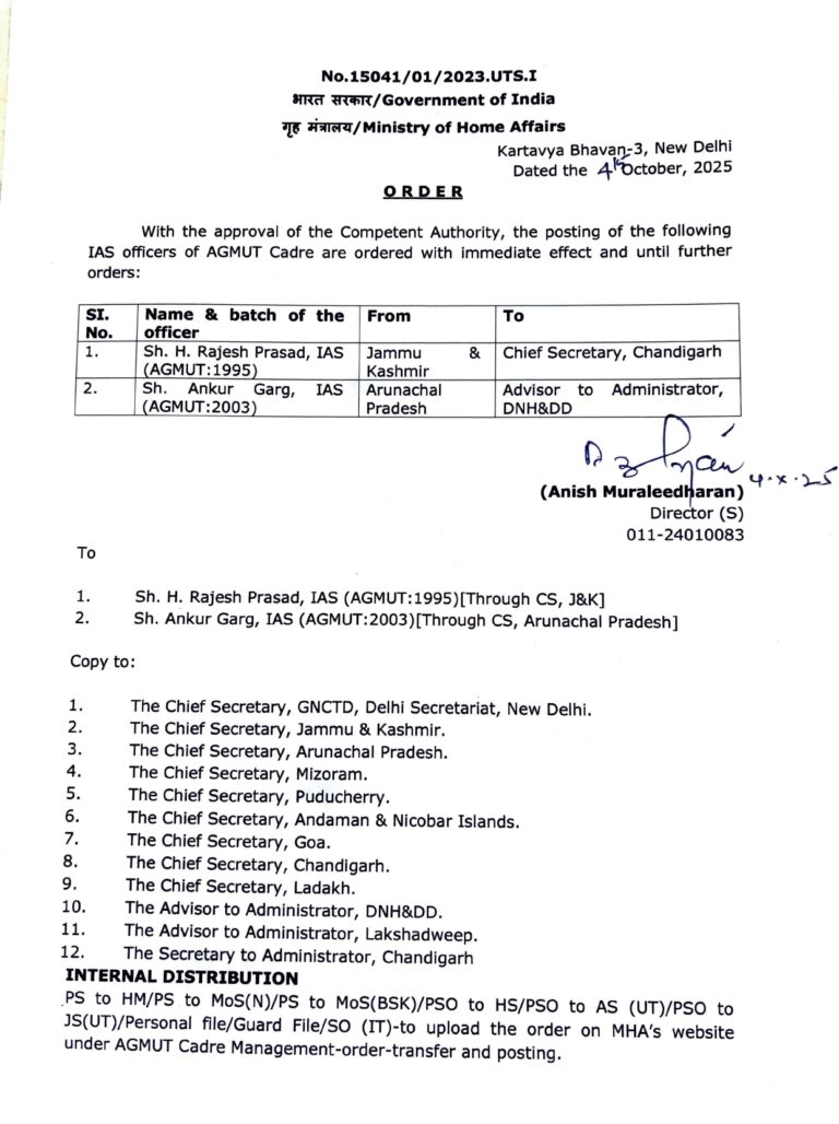 H Rajesh Prasad appointed new Chief Secretary of Chandigarh