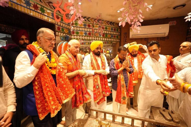 CM Mann,Kejriwal launch Rs 75 crore redevelopment plan for Patiala’s Sri Kali Mata temple