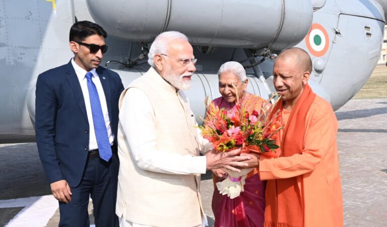 PM Modi hoists sacred saffron flag at Ram Mandir