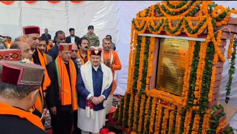 JP Nadda lays foundation stone for BJP Himachal office