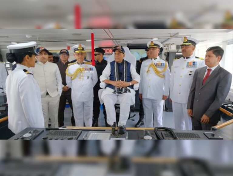 Rajnath Singh commissions first home-built  pollution control vessel in Goa