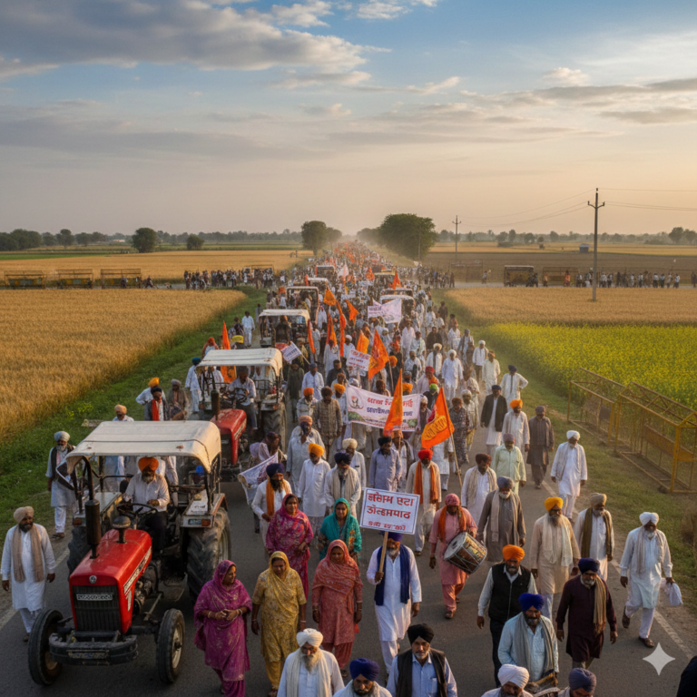 Farmers block road in Punjab’s Ropar to protest against Ravi-Beas Tribunal visit