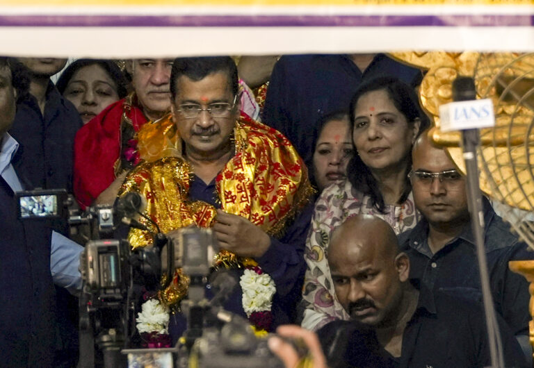 Kejriwal visits Hanuman Mandir in Delhi after discharge in excise policy case