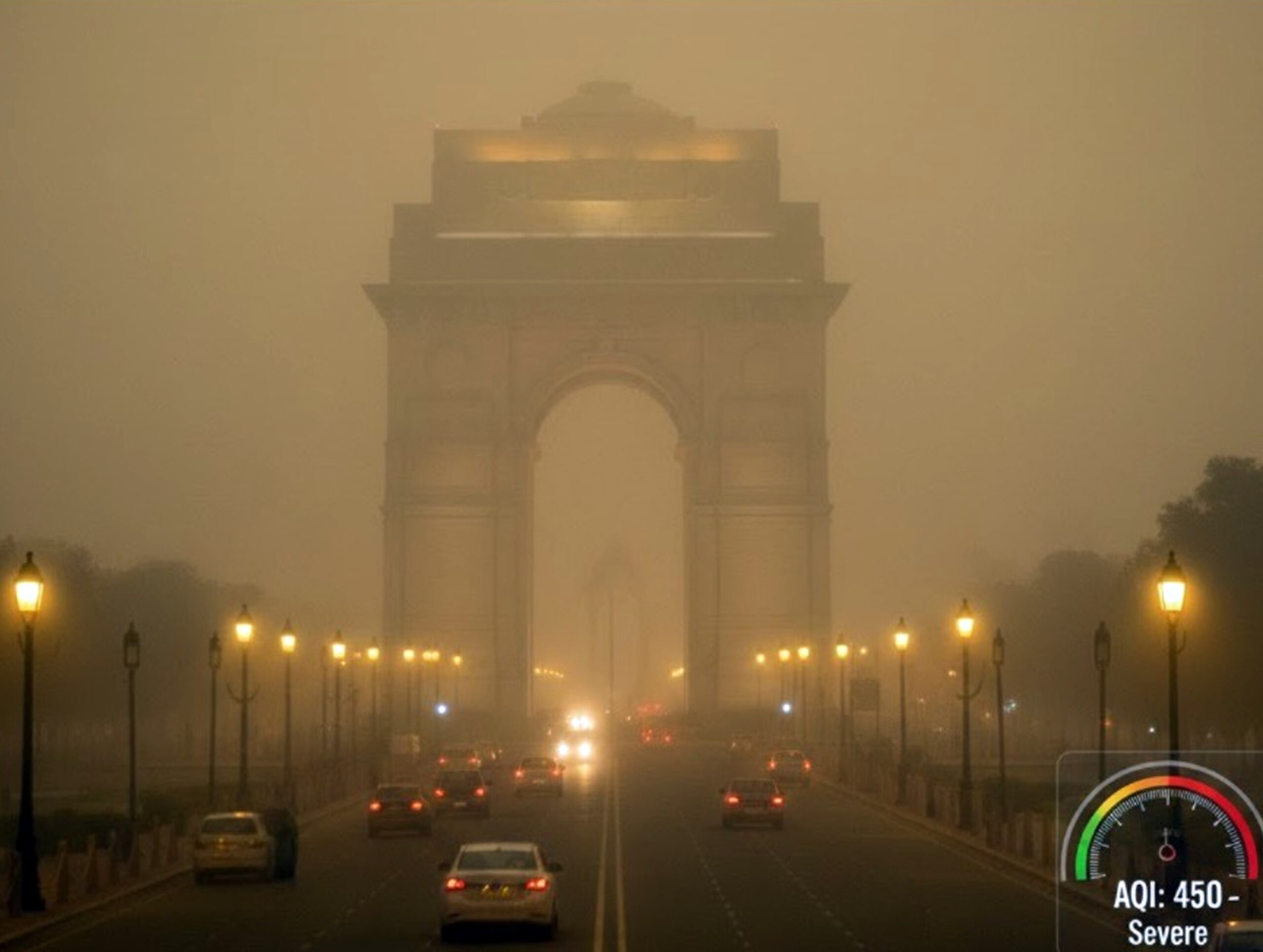 Thick fog blankets Delhi