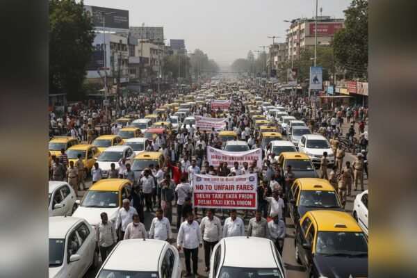 Taxi drivers protest in Delhi