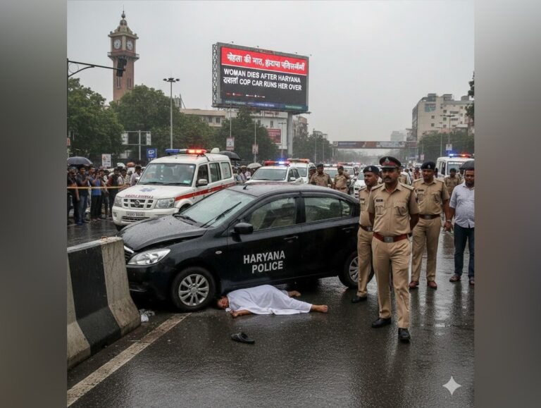 Woman dies after car driven by Haryana cop runs her over