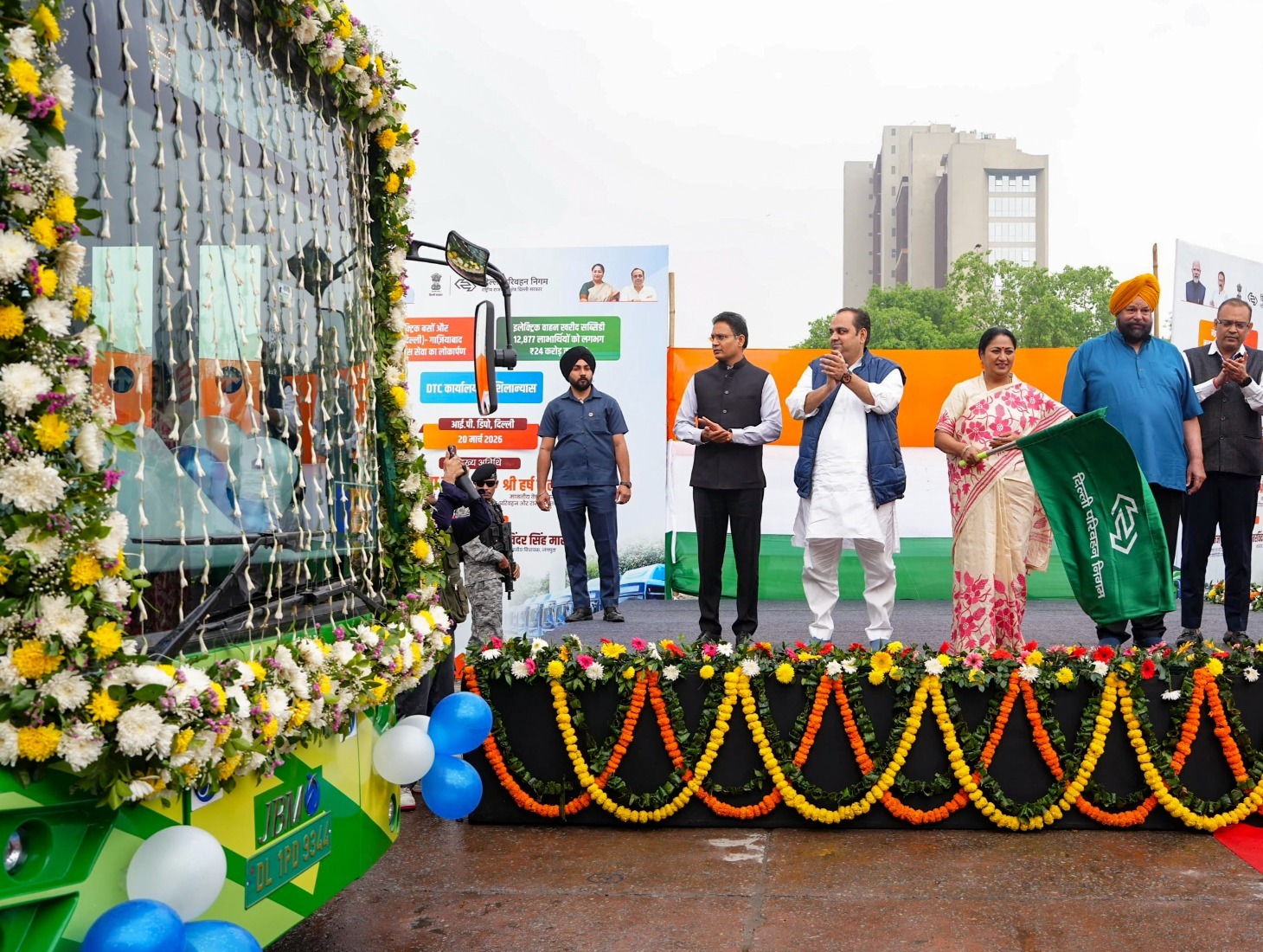 Delhi CM Rekha Gupta Flags Off 300 Electric Buses, Boosts DTC Fleet