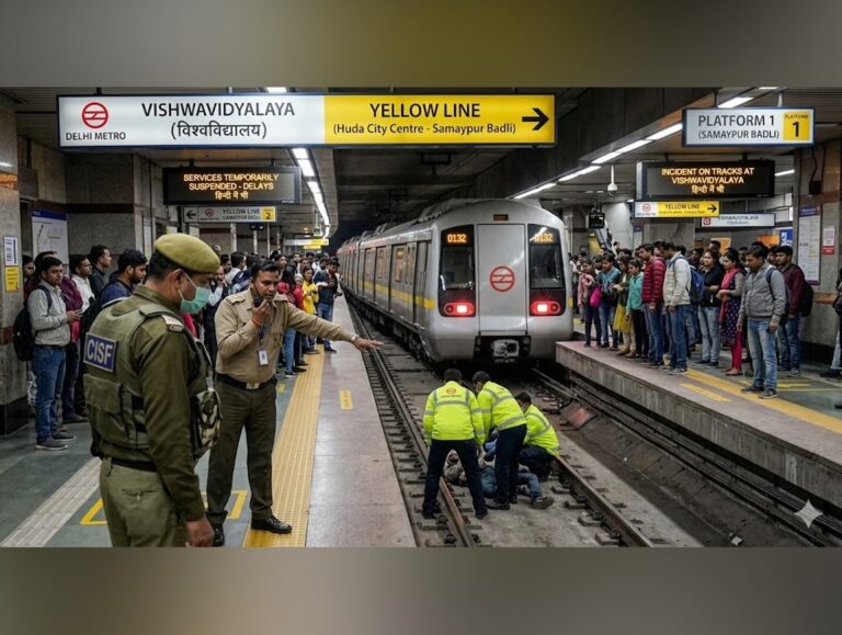 Services on Delhi Metro’s Yellow Line hit as man falls on tracks at Vishwavidyalaya station
