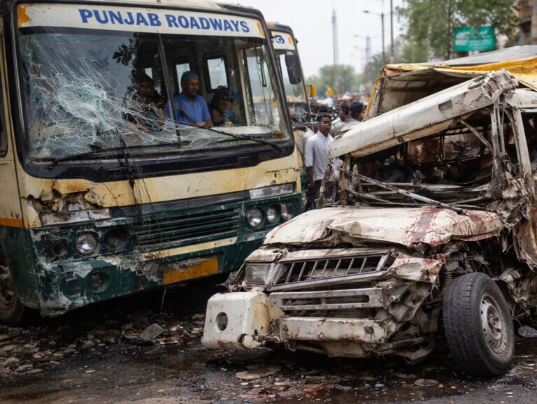 1 dead, 12 injured in collision between bus, commercial vehicle in Hoshiarpur