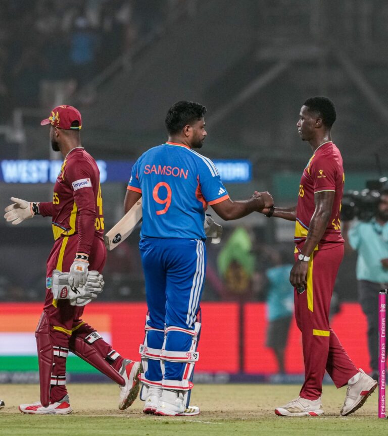 Sanju’s 97 not out under Eden pressure seals India’s semifinal berth, down WI by five wickets