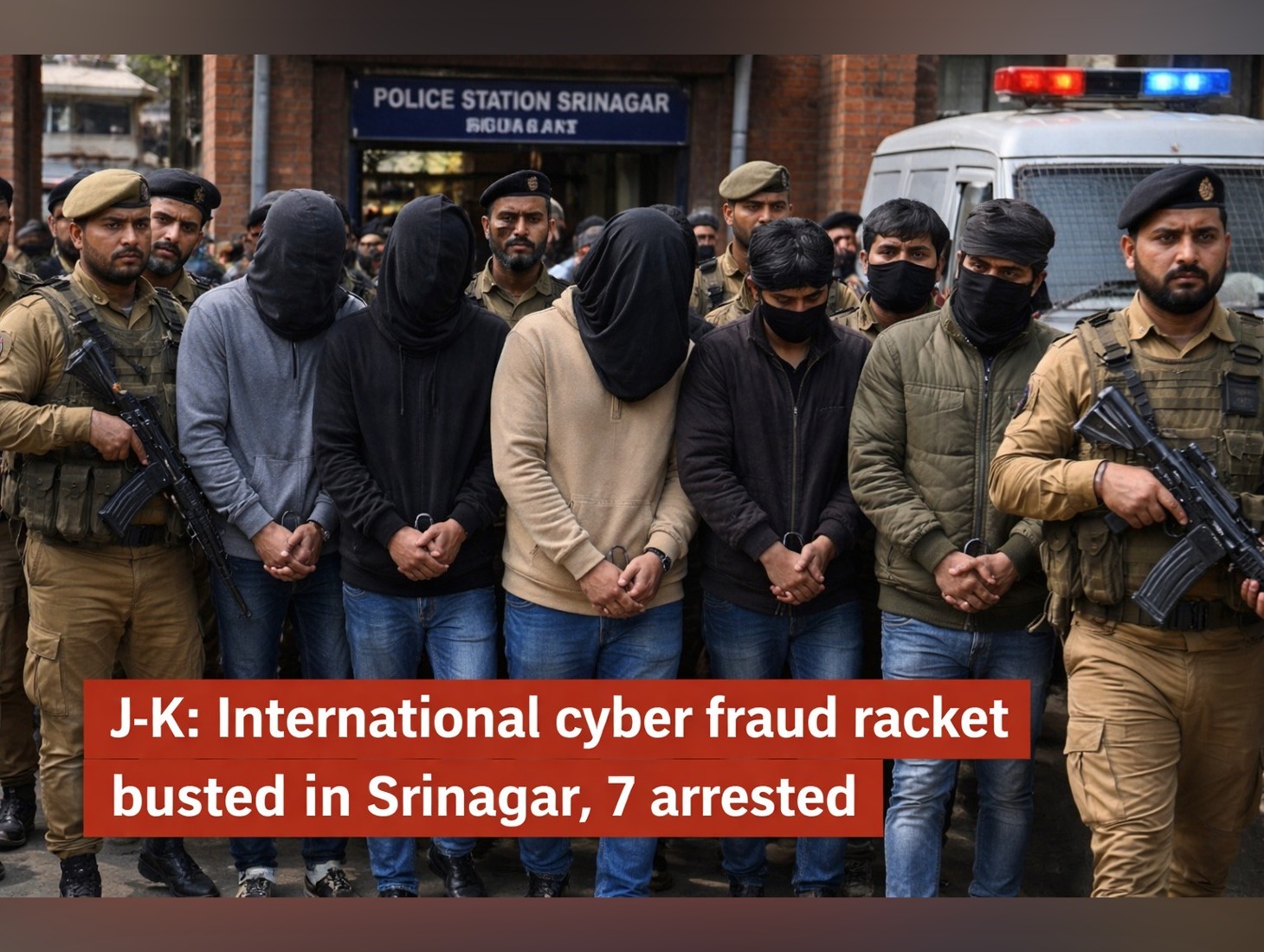 J&K Police Bust International Cyber Fraud Racket, 7 Arrested in Srinagar