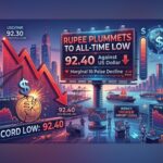 Rupee falls 10 paise to record 92.40 vs US dollar