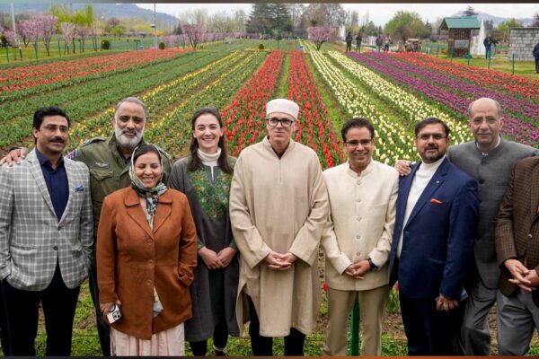 Omar Abdullah inaugurates tulip garden on banks of Dal Lake