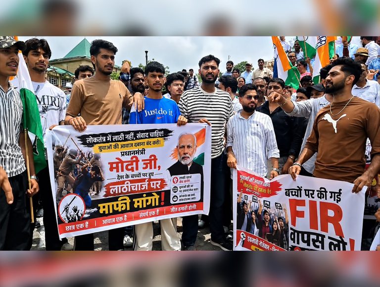 Congress workers protest in Dharamshala over lathi-charge on students at Jantar Mantar