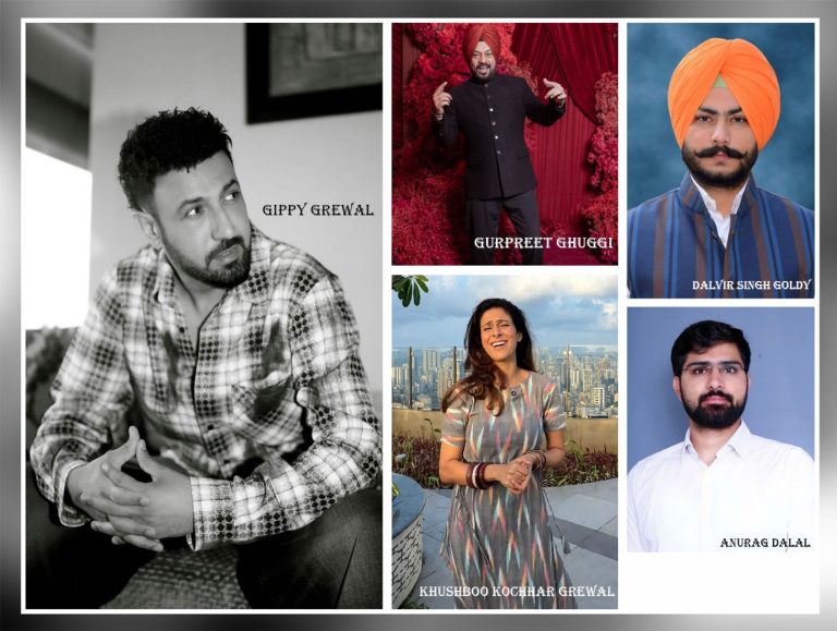 Clockwise-Gippy Grewal, Gurpreet Ghuggi, Dalvir Singh Goldy, Anurag Dalal and Khushboo Kochhar Grewal