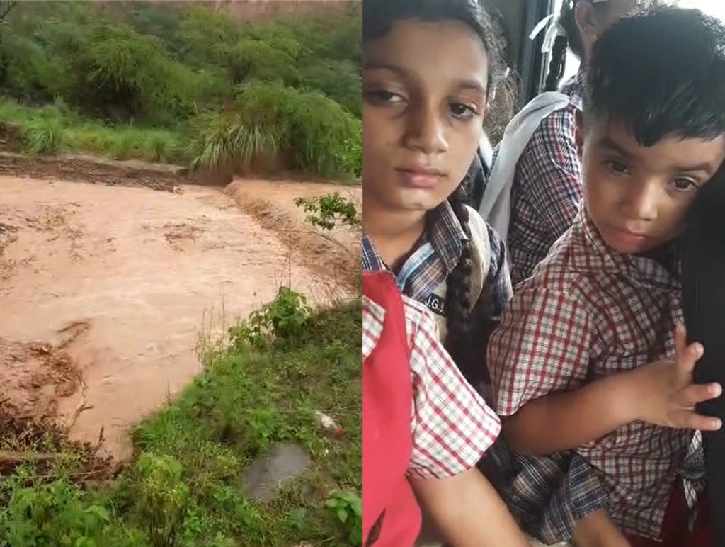 Heavy Rain Cuts Off Village Route, Children Stranded for Five Hours