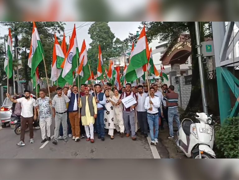 BJP holds tricolor march in Dharamshala over FIR against MLA Sudhir Sharma