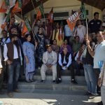 BJP workers gherao PWD office over poor roads in Banjar