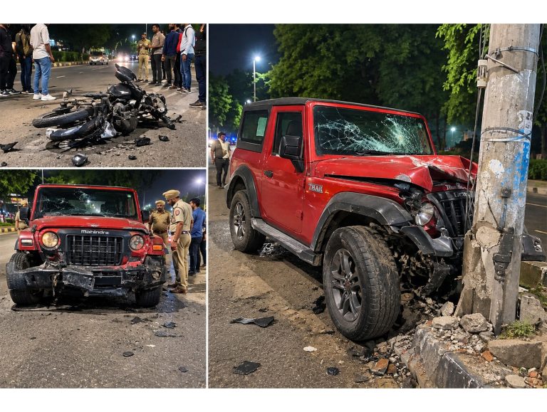 Woman-driven Thar hits bike in Chandigarh, 2 hurt