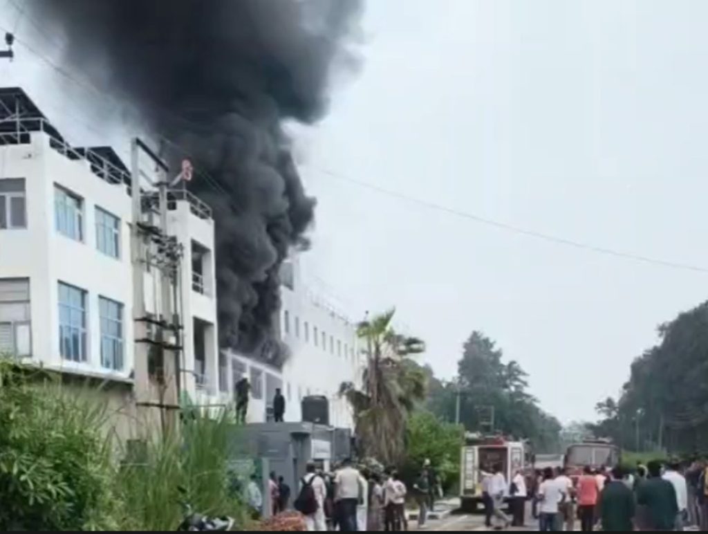 Chemical explosion reported at India Circuit Private Limited; firefighters struggle to bring blaze under control.