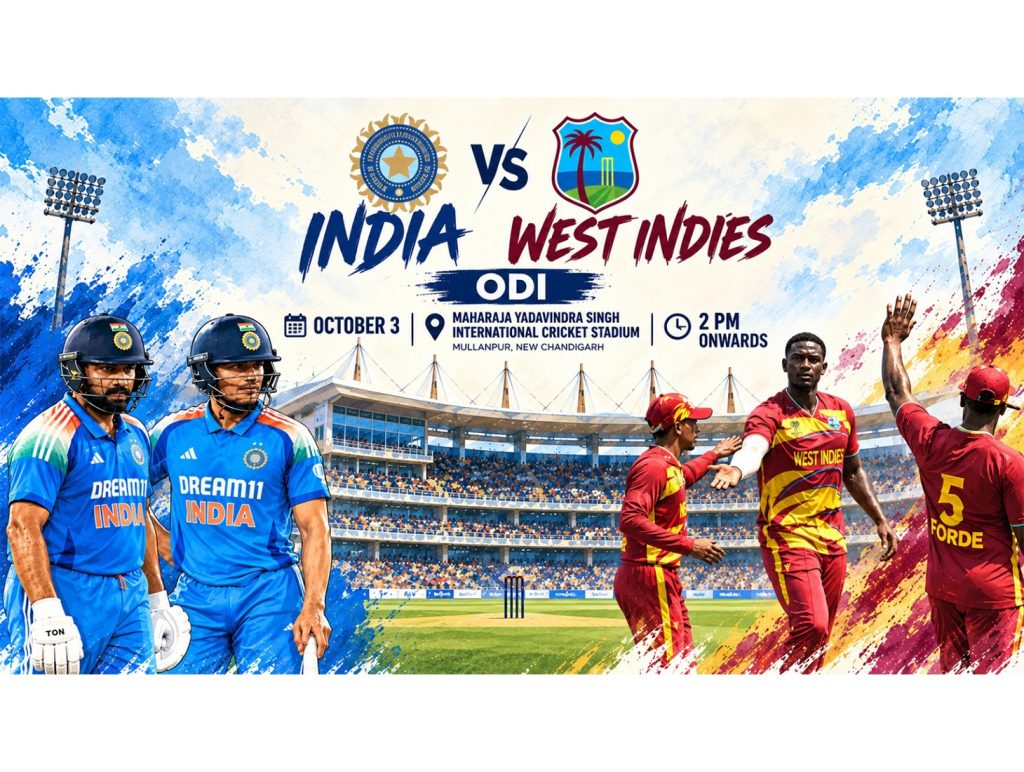 Mullanpur set for first men’s ODI as India take on West Indies on Oct 3