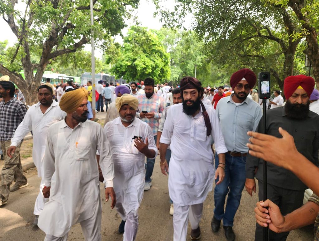 Rahulinder during Congress protest in Chandigarh