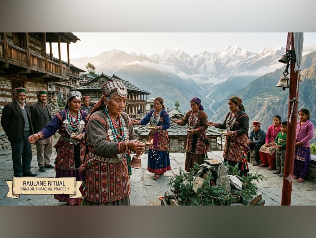 Masked performers enact sacred customs linked to mountain spirits