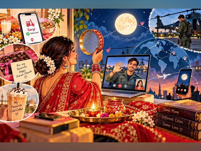 For couples separated by military deployments and international borders, a video call can become the most precious moment of Karwa Chauth